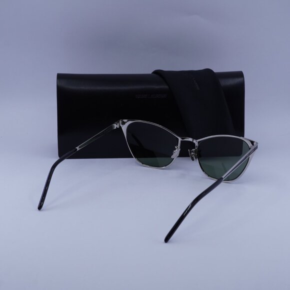 Saint Laurent SL409 003 Cat Eye Sunglasses - Silver/Black/Green - Picture 9 of 9